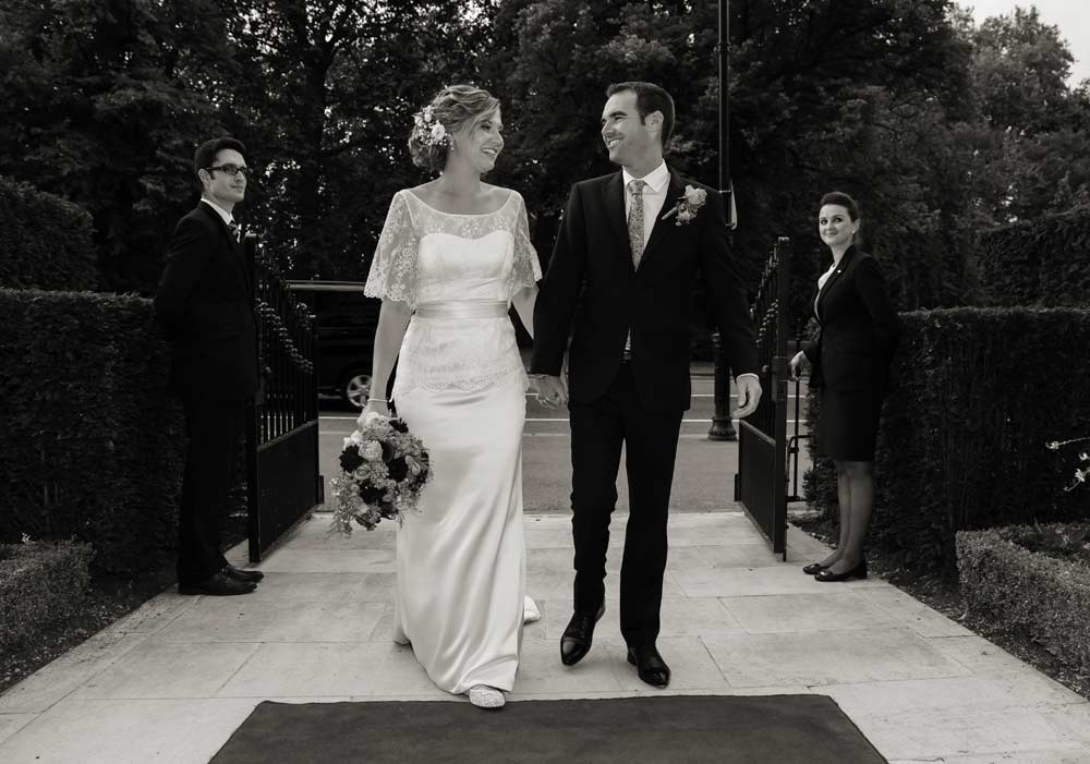 Newly weds walk through Hyde Park gates