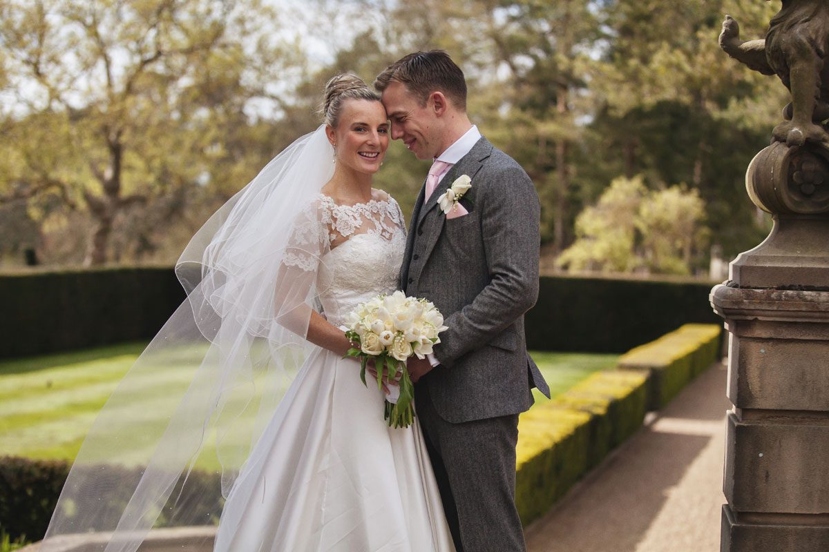 wedding photo in Fanhams Hall gardens