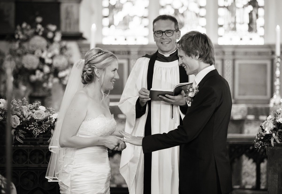 Exchange of rings St Mary Barnet wedding image