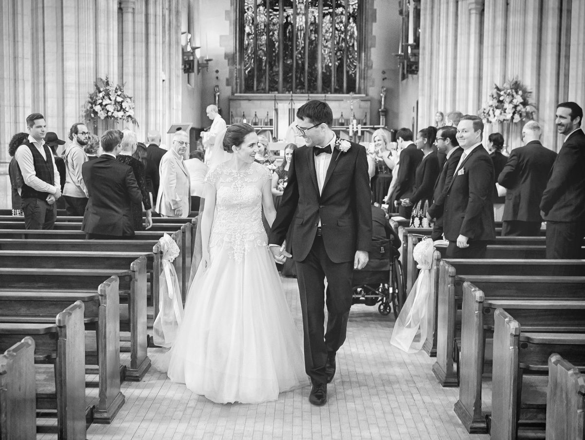 Wedding recessional at St George's Cathedral ceremony
