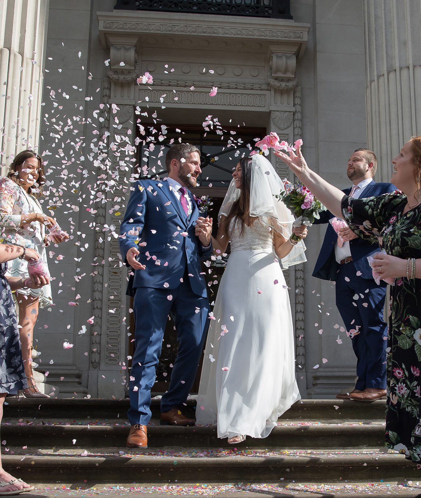 Confetti throw Old Marylebone Town Hall wedding