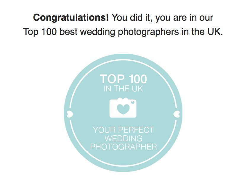 Top 100 photographers badge Big Day Weddings