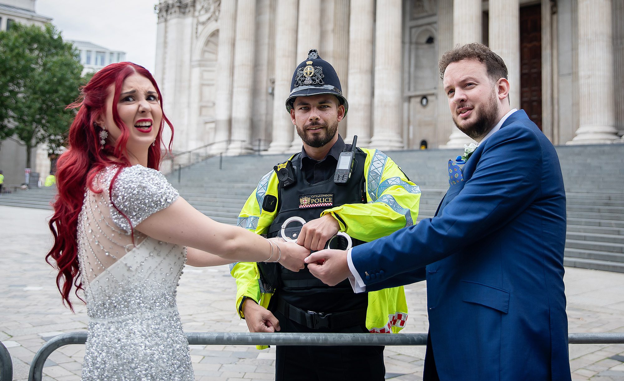 Under arrest wedding couple at St Pauls Cathedral