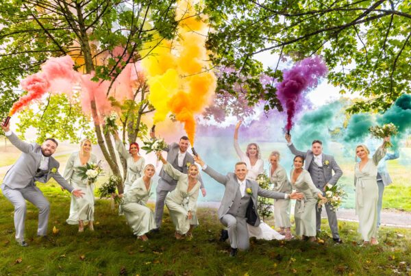 Wedding party with smoke bombs at Essendon Country Club